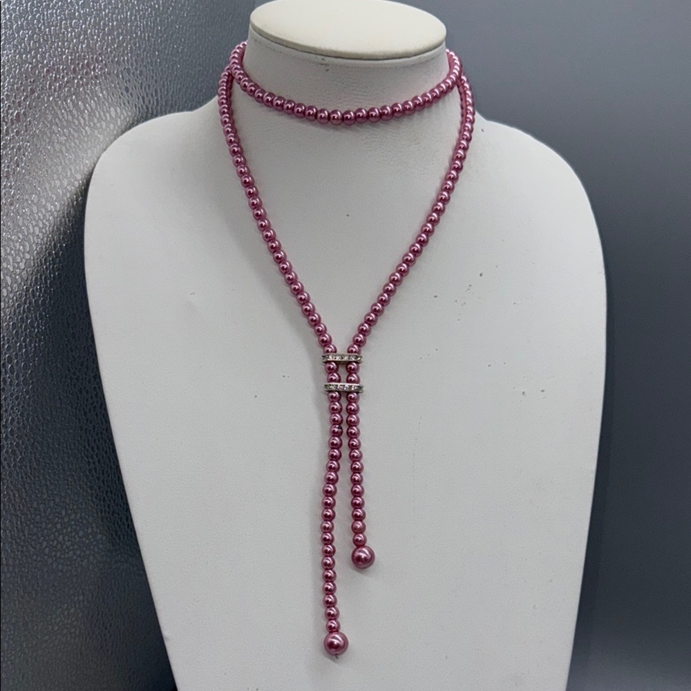 Elegant Pink Beaded Necklace - Picture 4 of 6